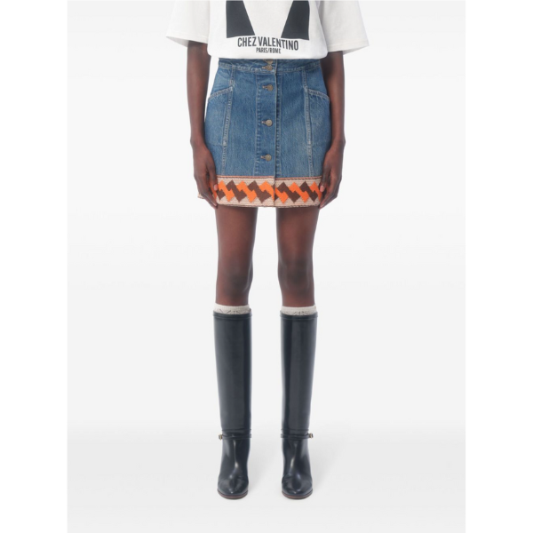 VALENTINO　ジャカードトリム　デニムスカート