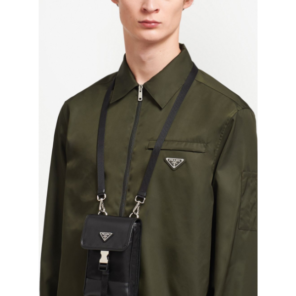 PRADA Re-Nylon xサフィアーノレザー スマートフォンケース Black