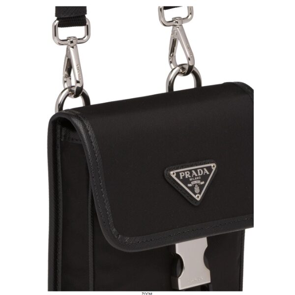 PRADA Re-Nylon xサフィアーノレザー スマートフォンケース Black