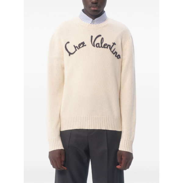 VALENTINO　シェ ヴァレンティノ エンブロイダリー ウール クルーネックセーター