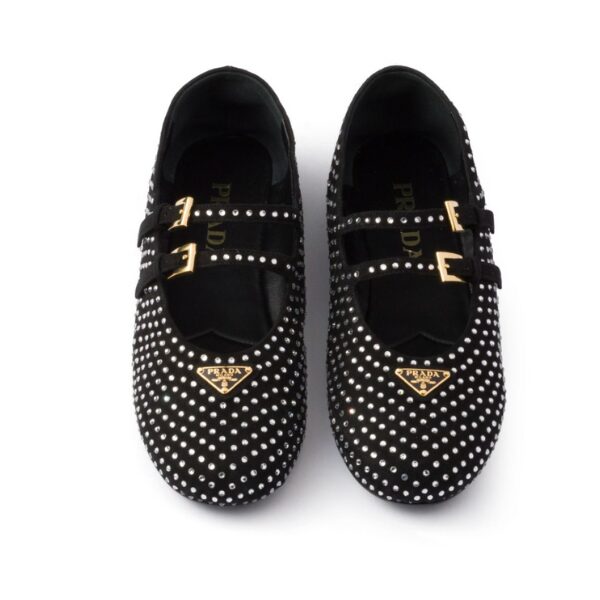 PRADA　クリスタル付　スエードバレリーナ