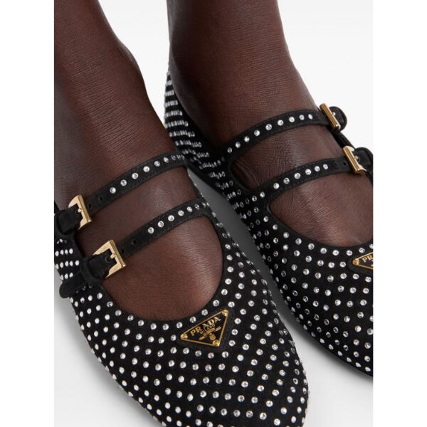PRADA　クリスタル付　スエードバレリーナ