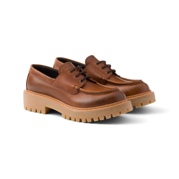 PRADA　レースアップ　レザーローファー