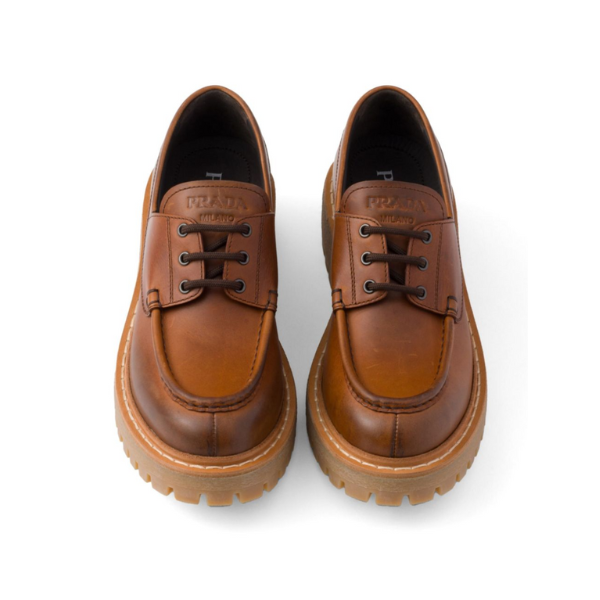 PRADA　レースアップ　レザーローファー