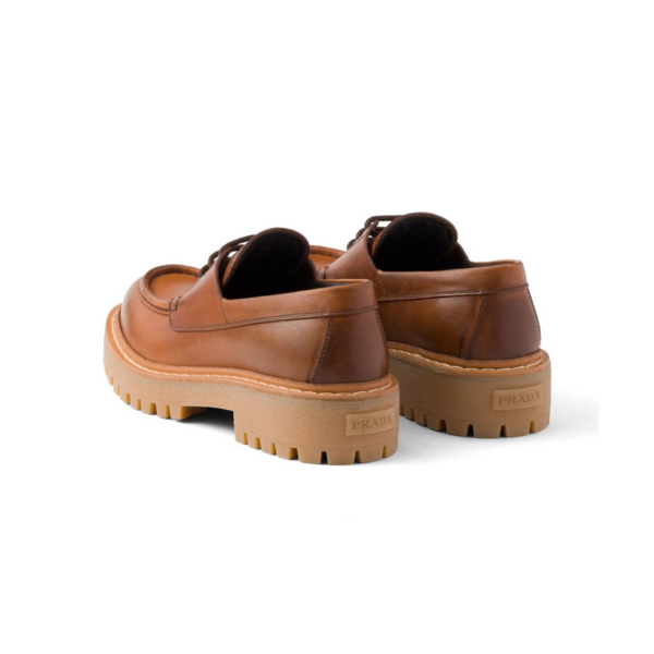 PRADA　レースアップ　レザーローファー