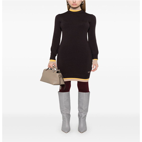FENDI ダークパープルウール ドレス