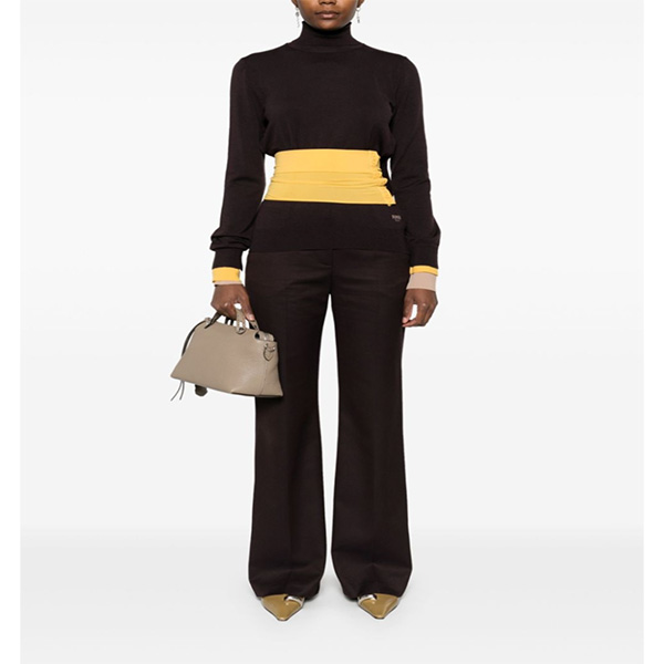 FENDI ダークパープルウール ポロネック セーター