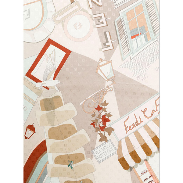 FENDI スカーフ/ オレンジシルク