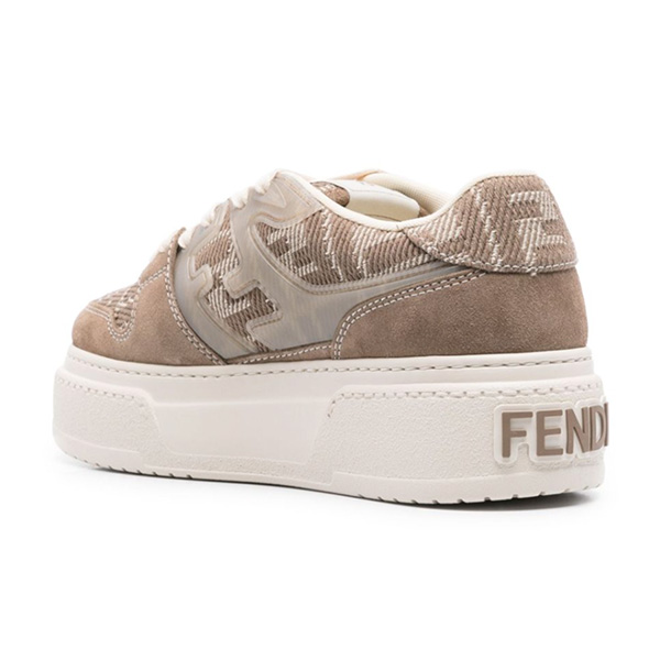 FENDI マッチ/ライトブラウン スエード プラットフォーム ロートップ