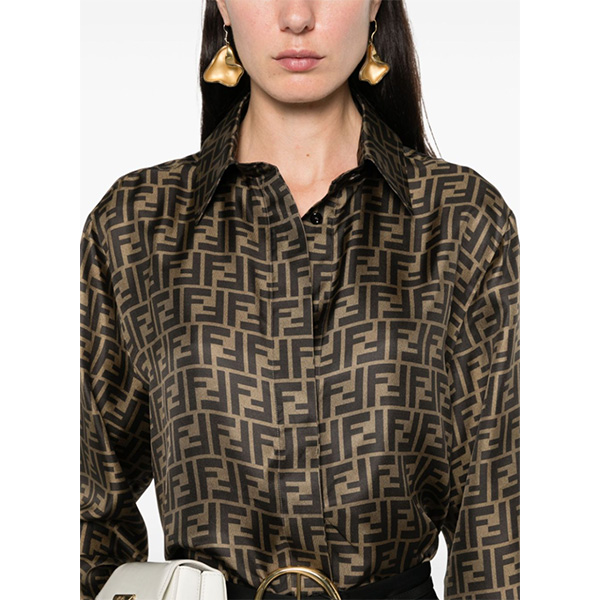 FENDI ブラウンFFシルクシャツ