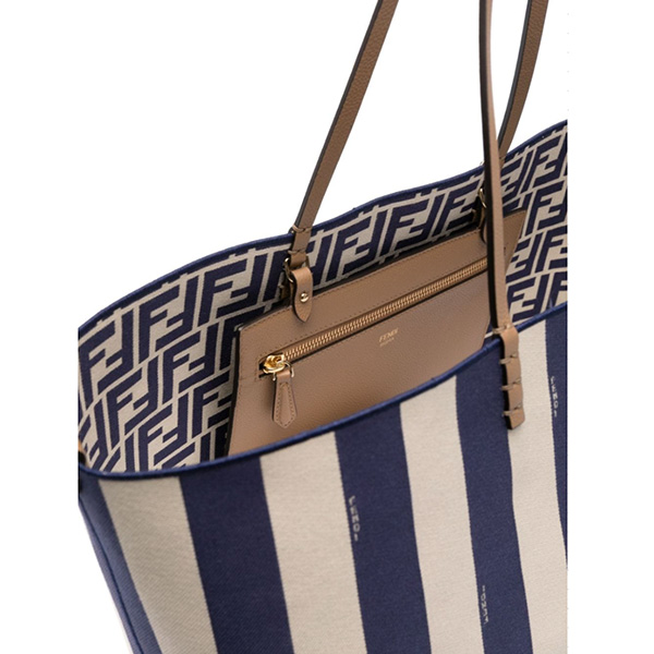 FENDI リバーシブルトートバッグ　ペカンストライプFFモチーフ 　ファブリック/ロールラージ