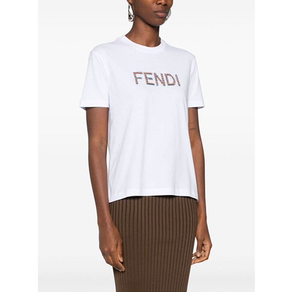 FENDI ホワイトコットンTシャツ