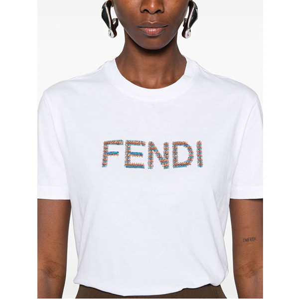 FENDI ホワイトコットンTシャツ