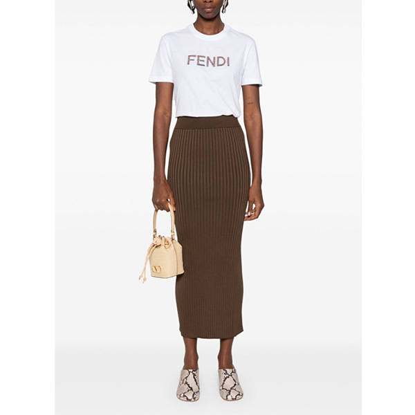 FENDI ホワイトコットンTシャツ