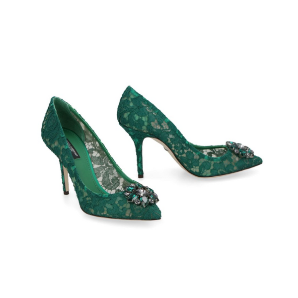 DOLCE & GABBANA　レインボー パンプス レース ブローチ　ヒール9㎝