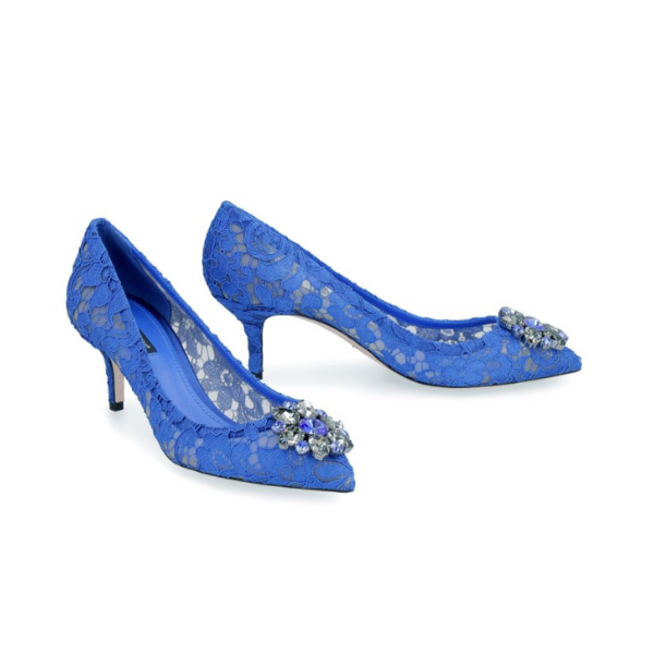 DOLCE & GABBANA　レインボー パンプス レース ブローチ　ヒール6㎝