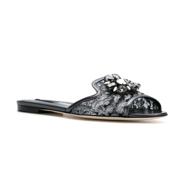 DOLCE & GABBANA　レインボー スライドシューズ ルレックスレース ブローチ