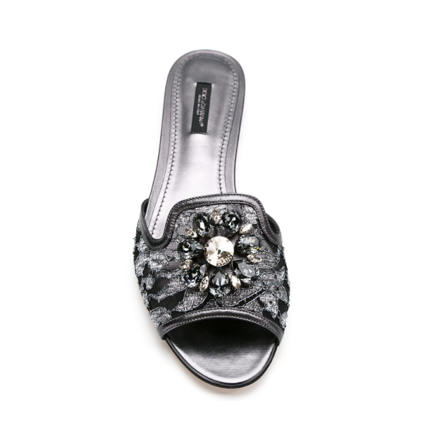 DOLCE & GABBANA　レインボー スライドシューズ ルレックスレース ブローチ