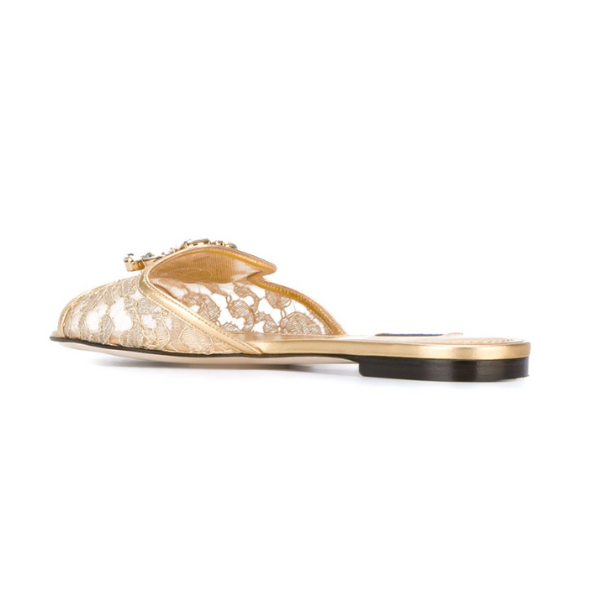 DOLCE & GABBANA　レインボー スライドシューズ ルレックスレース ブローチ