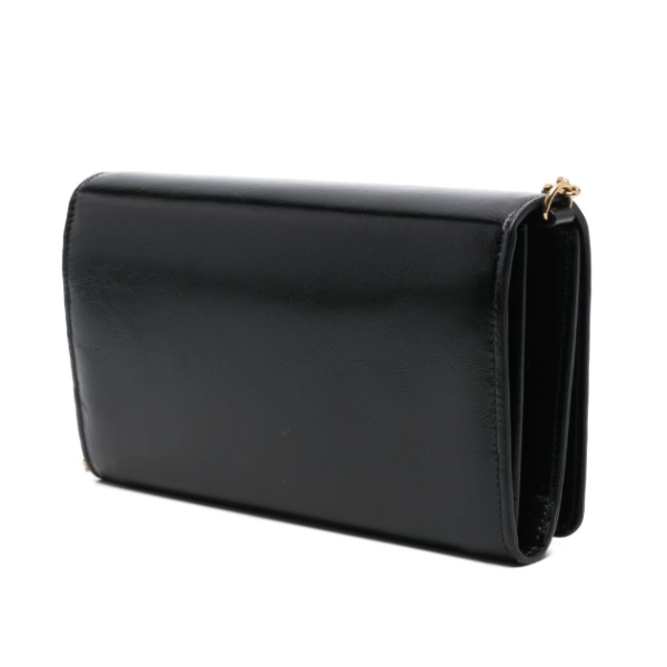CHLOÉ　グレインレザー製チェーン付きChloé Iconicフラップ ウォレット