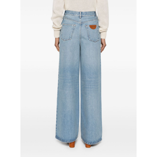 CHLOÉ　デニム製ハイライズ ワイドレッグジーンズ　カラー: Iced Blue