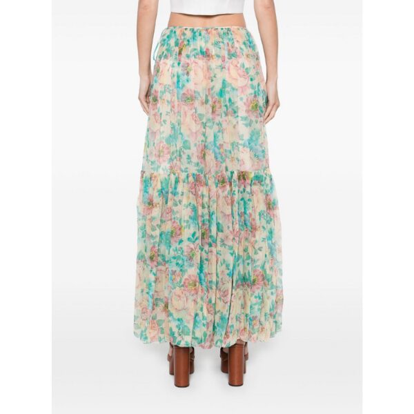 CHLOÉ　シルクモスリン製ギャザーマキシスカート