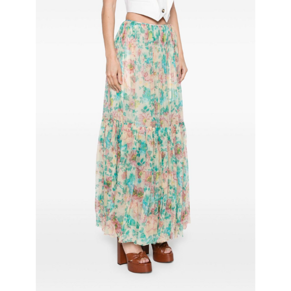 CHLOÉ　シルクモスリン製ギャザーマキシスカート