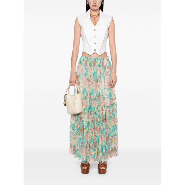 CHLOÉ　シルクモスリン製ギャザーマキシスカート
