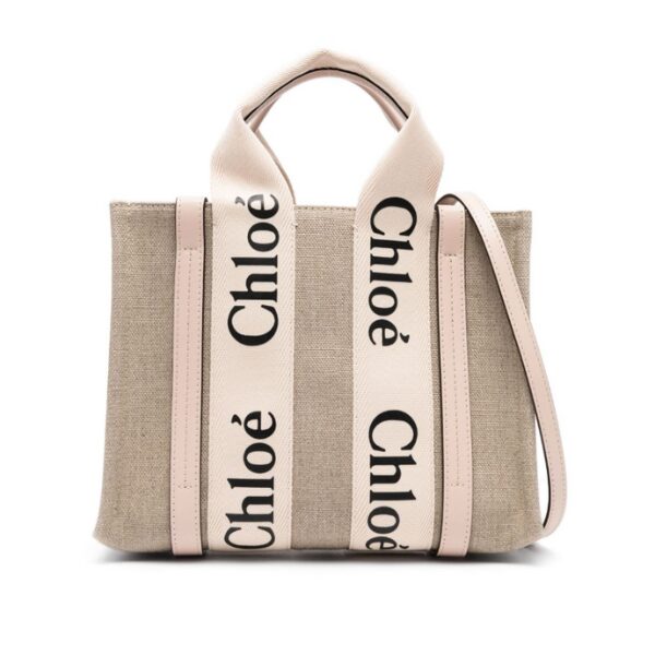 CHLOÉ　リネン製Woodyスモールトートバッグ