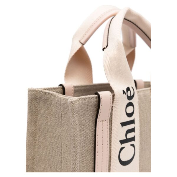 CHLOÉ　リネン製Woodyスモールトートバッグ