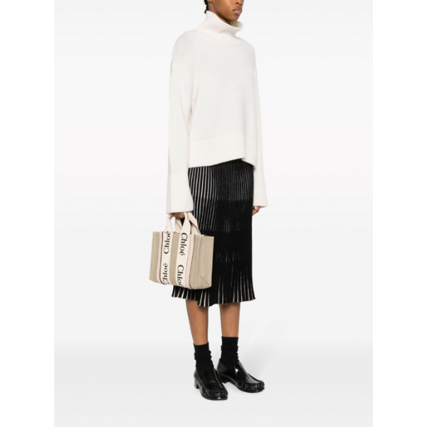 CHLOÉ　リネン製Woodyスモールトートバッグ