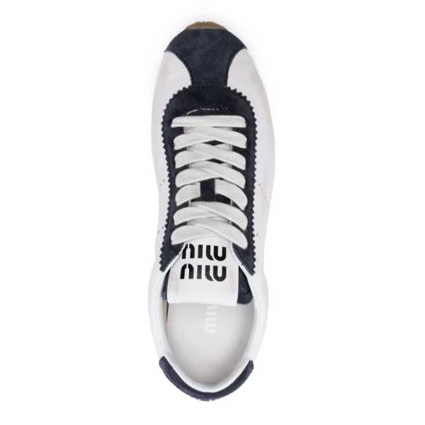 MIU MIU　プリューム ナッパレザーxスエード スニーカー