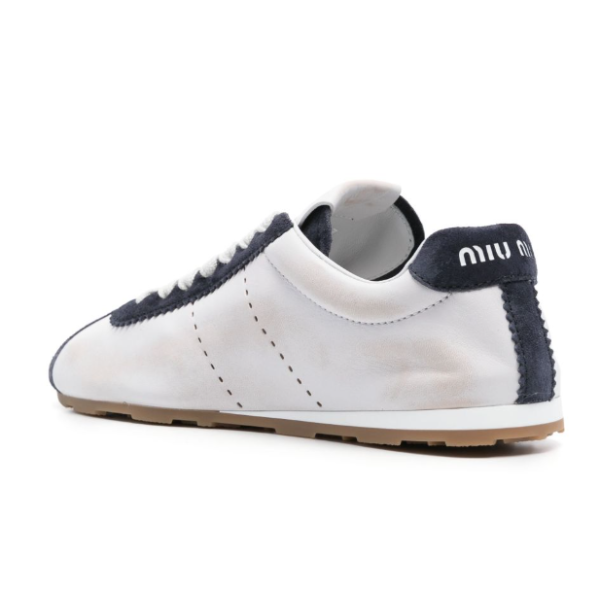 MIU MIU　プリューム ナッパレザーxスエード スニーカー