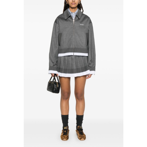 MIU MIU　ニットxポプリン ブルゾンジャケット　カラー国内未入荷