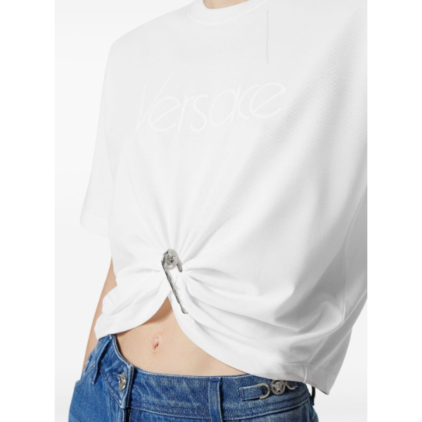 VERSACE クロップ Tシャツ 1978 リエディション ロゴ セーフティー ピン