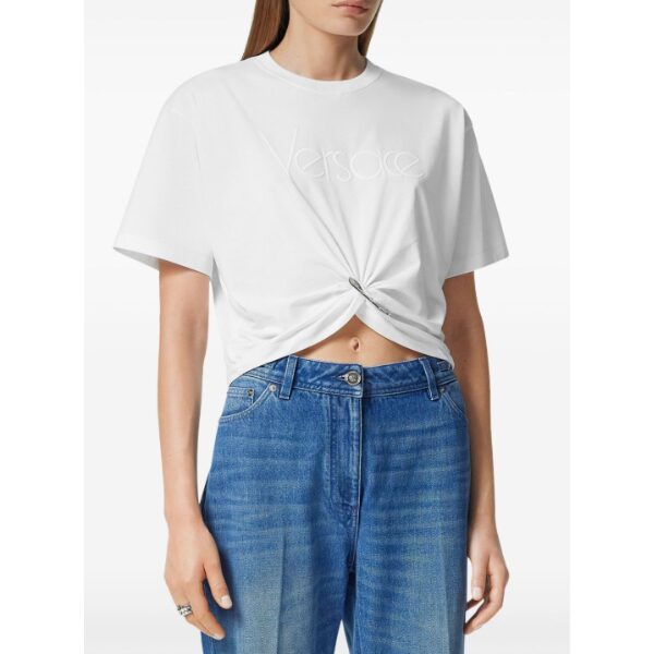 VERSACE クロップ Tシャツ 1978 リエディション ロゴ セーフティー ピン