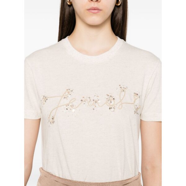 FENDI ベージュリネン＆コットン Tシャツ