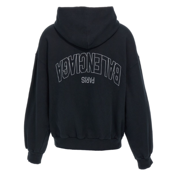 BALENCIAGA　Flipped Uni ジップアップ Hoodie レギュラーフィット で 杢ブラック/チャコール