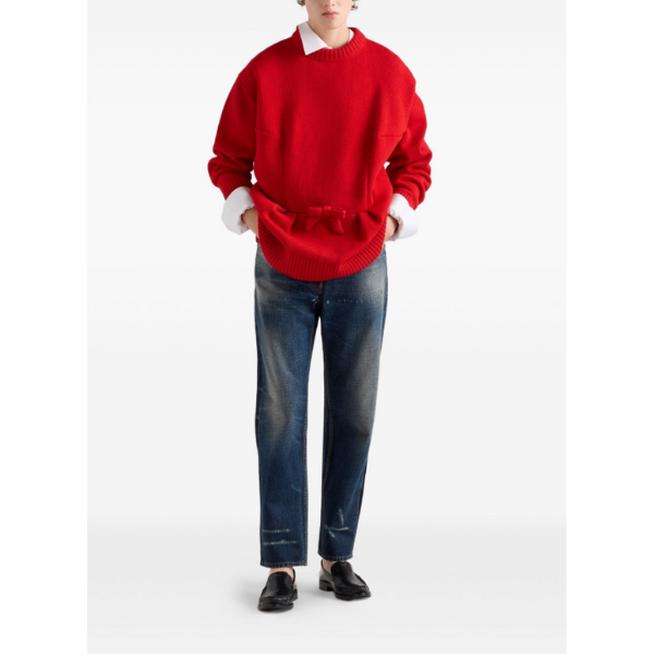 PRADA　リボン付 ウールカーディガン