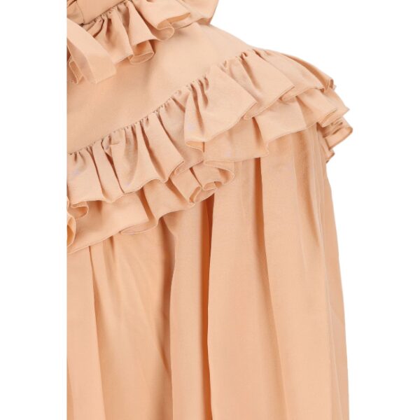 CHLOÉ クレープデシン製オーバーサイズ ラッフルトップス